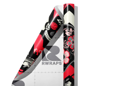 Pink Parents Day of the Dead Wrap Film Sheets~Rwraps Series 914 Pink Parents Day of the Dead Scrolled Sheet~3