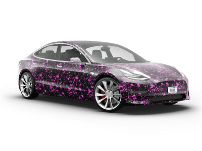 Pink Pollock Paint Splatter Vehicle Vinyl Wrap