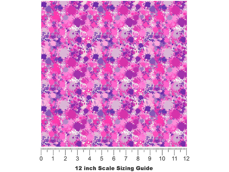 Pink Power Paint Splatter Vinyl Film Pattern Size 12 inch Scale~Rwraps Pink Power Paint Splatter Sizing Chart~2