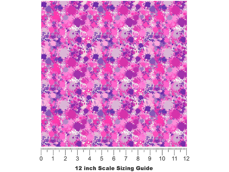Pink Power Paint Splatter Vinyl Film Pattern Size 12 inch Scale~Rwraps Pink Power Paint Splatter Sizing Chart~2