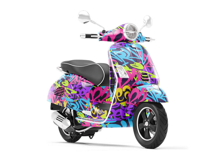 Pink Record Graffiti Vespa Scooter Wrap Film