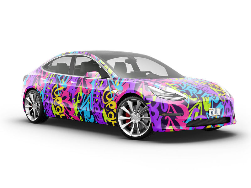 Pink Record Graffiti Vehicle Vinyl Wrap