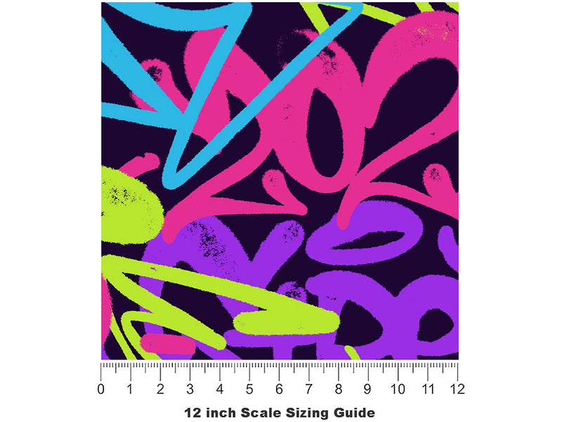 Pink Record Graffiti Vinyl Film Pattern Size 12 inch Scale~Rwraps Pink Record Graffiti Sizing Chart~3