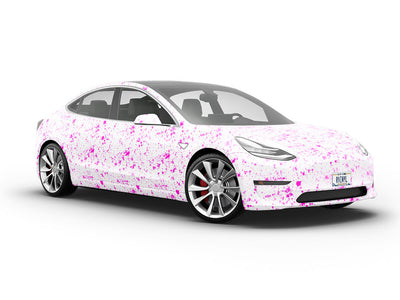 Pink Spill Paint Splatter Vehicle Vinyl Wrap