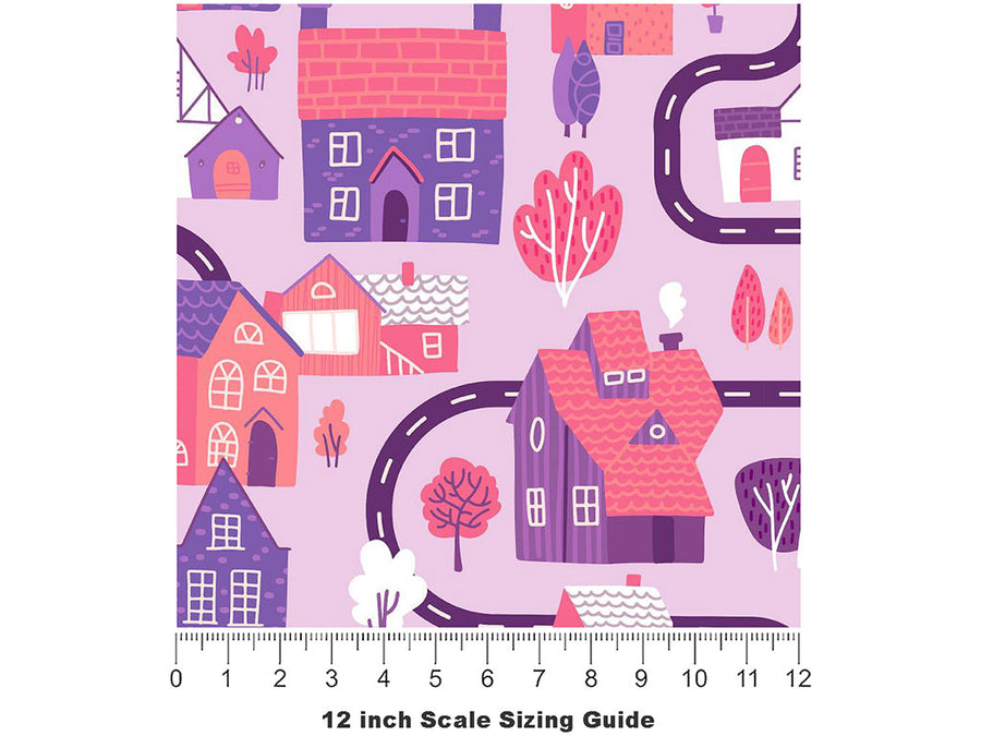 Pink Streets Cityscape Vinyl Film Pattern Size 12 inch Scale~Rwraps Pink Streets Cityscape Sizing Chart~3