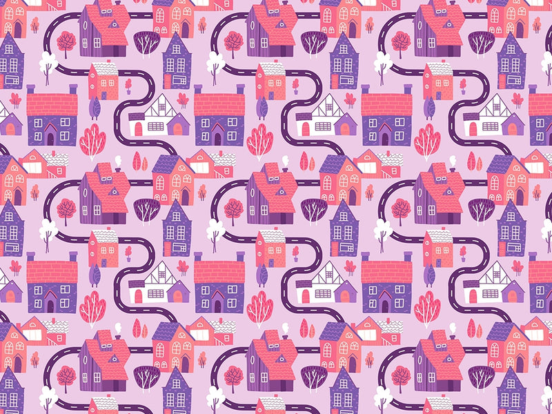 Pink Streets Cityscape Vinyl Wrap Pattern~Rwraps Series 914 Digitally Printed Vinyl Wrap~0