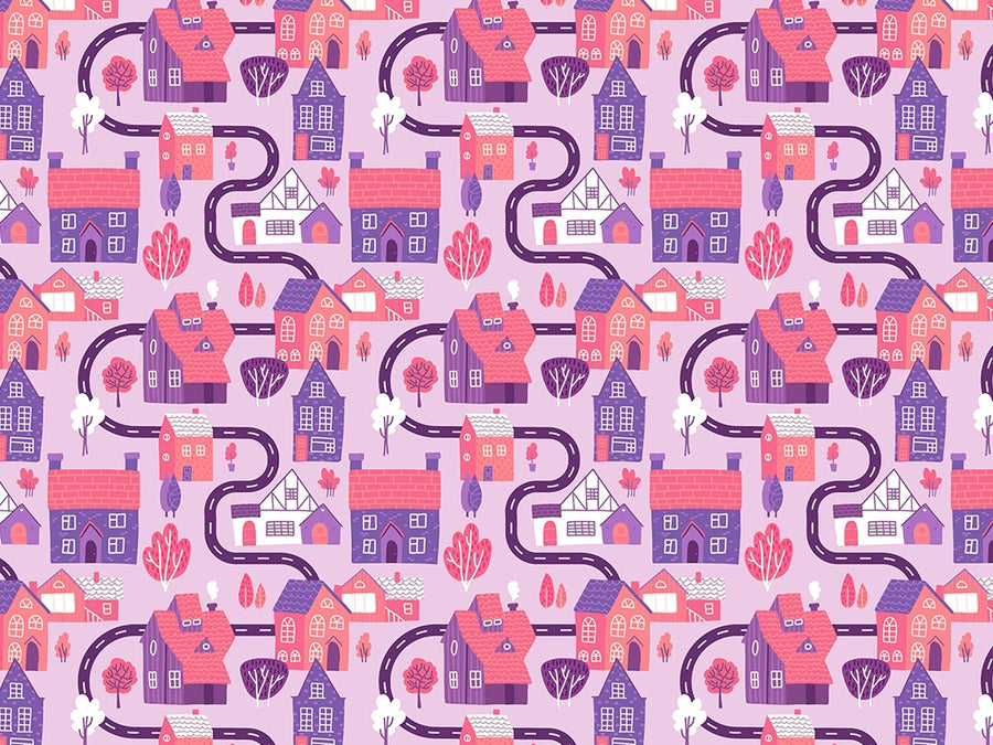Pink Streets Cityscape Vinyl Wrap Pattern~Rwraps Series 914 Digitally Printed Vinyl Wrap~0