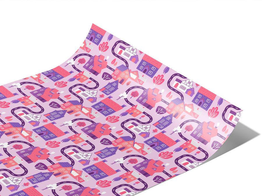 Pink Streets Cityscape Vinyl Wraps~Rwraps Series 914 Digitally Printed Vinyl Wrap~1