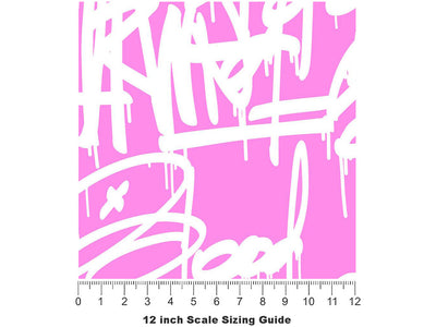 Pink Styling Graffiti Vinyl Film Pattern Size 12 inch Scale~Rwraps Pink Styling Graffiti Sizing Chart~3