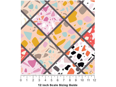 Pink Tile Vinyl Film Pattern Size 12 inch Scale~Rwraps Pink Tile Sizing Chart~3