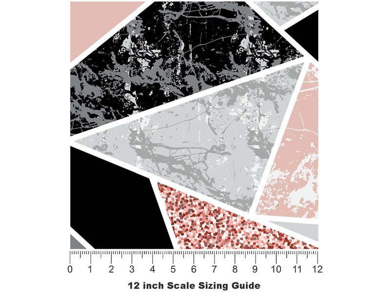 Pink Triangles Tile Vinyl Film Pattern Size 12 inch Scale~Rwraps Pink Triangles Tile Sizing Chart~3