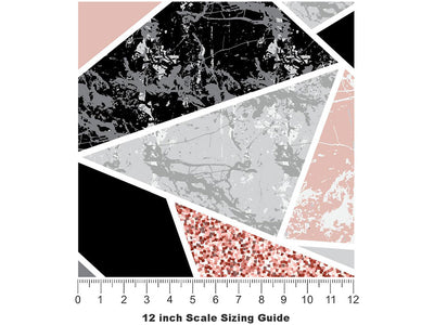 Pink Triangles Tile Vinyl Film Pattern Size 12 inch Scale~Rwraps Pink Triangles Tile Sizing Chart~3