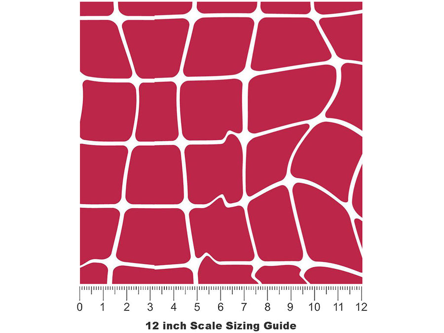 Pink Waves Tile Vinyl Film Pattern Size 12 inch Scale~Rwraps Pink Waves Tile Sizing Chart~3
