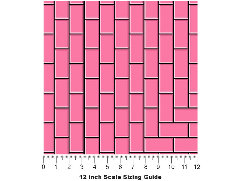 Pink  Brick Vinyl Film Pattern Size 12 inch Scale~Rwraps Pink  Brick Sizing Chart~3