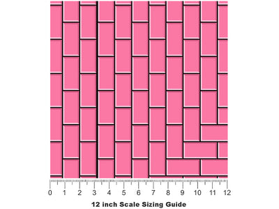 Pink  Brick Vinyl Film Pattern Size 12 inch Scale~Rwraps Pink  Brick Sizing Chart~3