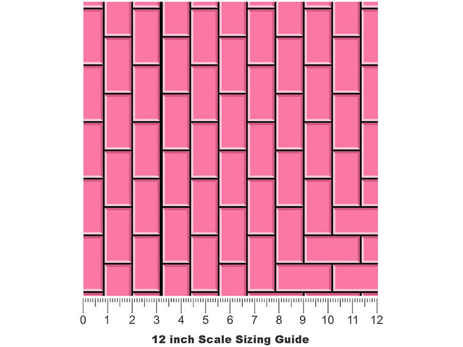 Pink  Brick Vinyl Film Pattern Size 12 inch Scale~Rwraps Pink  Brick Sizing Chart~3