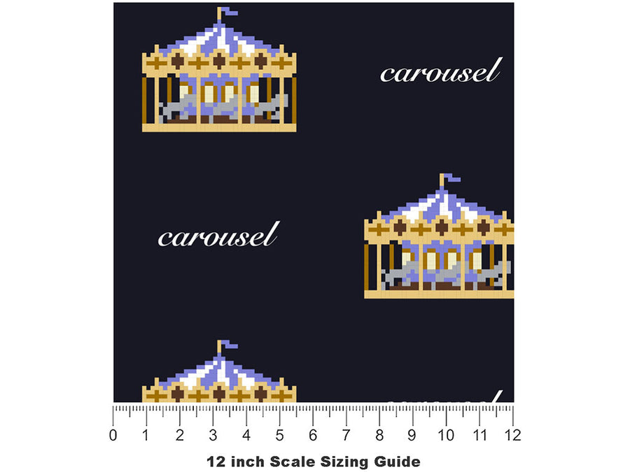 Pixel Carousel Circus Vinyl Film Pattern Size 12 inch Scale~Rwraps Pixel Carousel Circus Sizing Chart~2