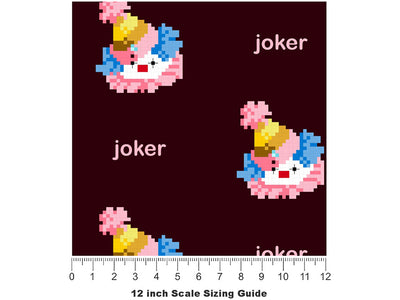 Pixel Clown Circus Vinyl Film Pattern Size 12 inch Scale~Rwraps Pixel Clown Circus Sizing Chart~2