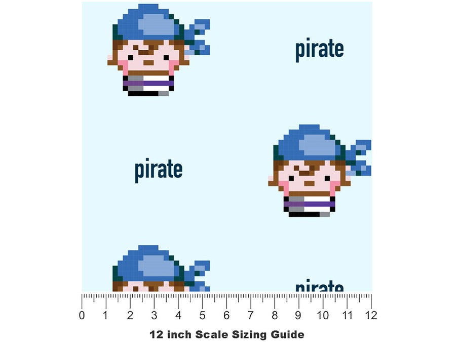 Pixel Crew Pirate Vinyl Film Pattern Size 12 inch Scale~Rwraps Pixel Crew Pirate Sizing Chart~2