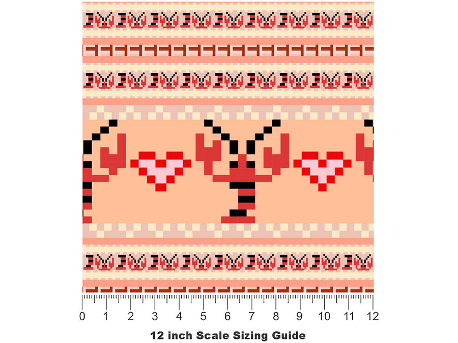 Pixel Lobsters Marine Life Vinyl Film Pattern Size 12 inch Scale~Rwraps Pixel Lobsters Marine Life Sizing Chart~2