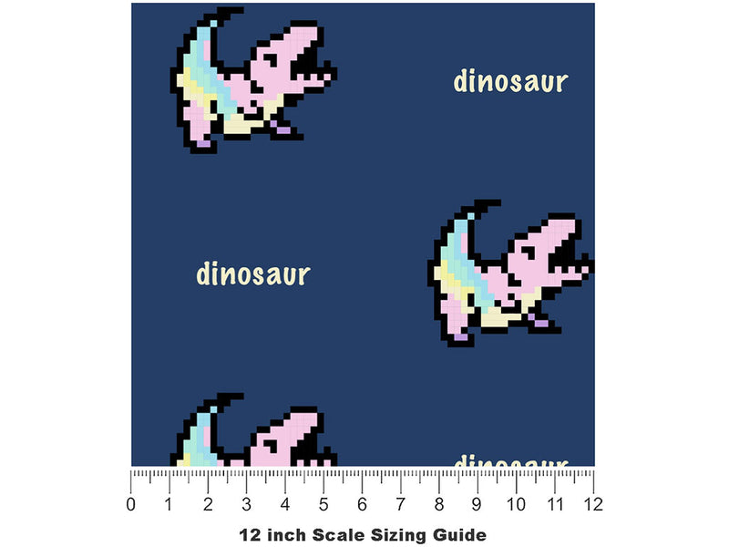 Pixel Rex Dinosaur Vinyl Film Pattern Size 12 inch Scale~Rwraps Pixel Rex Dinosaur Sizing Chart~2