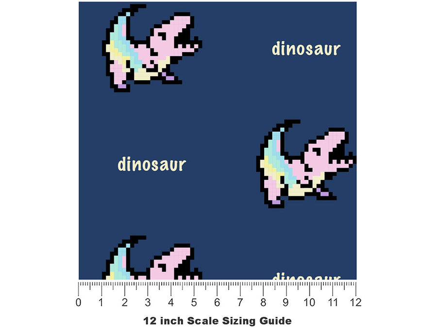 Pixel Rex Dinosaur Vinyl Film Pattern Size 12 inch Scale~Rwraps Pixel Rex Dinosaur Sizing Chart~2
