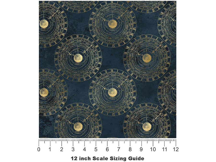 Planetary Timestamps Steampunk Vinyl Film Pattern Size 12 inch Scale~Rwraps Planetary Timestamps Steampunk Sizing Chart~2