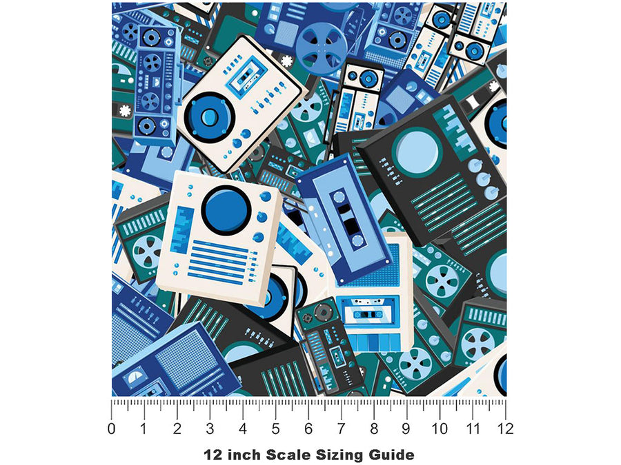 Play the Blues Sticker Bomb Vinyl Film Pattern Size 12 inch Scale~Rwraps Play the Blues Sticker Bomb Sizing Chart~3