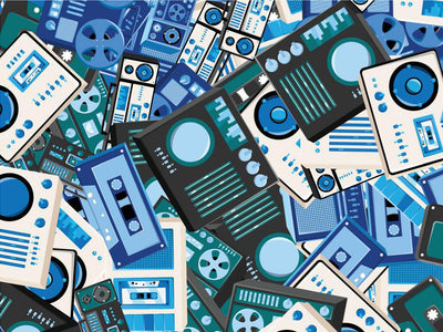 Play the Blues Sticker Bomb Vinyl Wrap Pattern~Rwraps Series 914 Digitally Printed Vinyl Wrap~0