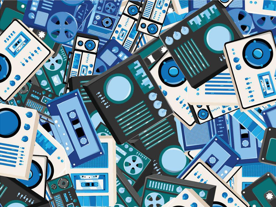 Play the Blues Sticker Bomb Vinyl Wrap Pattern~Rwraps Series 914 Digitally Printed Vinyl Wrap~0