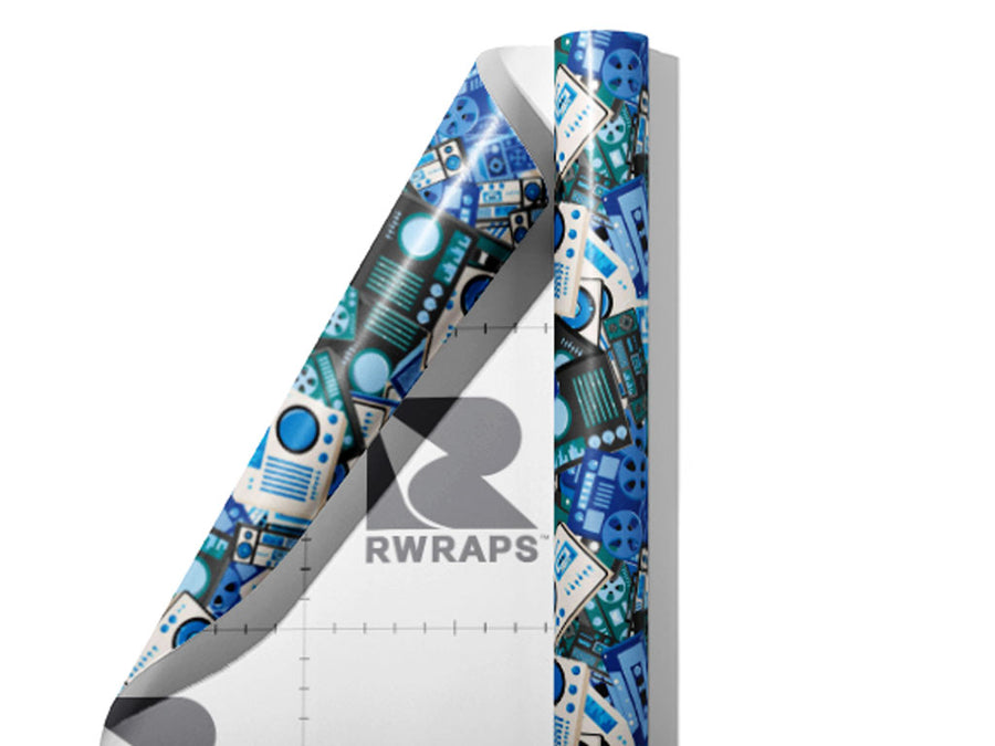 Play the Blues Sticker Bomb Wrap Film Sheets~Rwraps Series 914 Play the Blues Sticker Bomb Scrolled Sheet~4