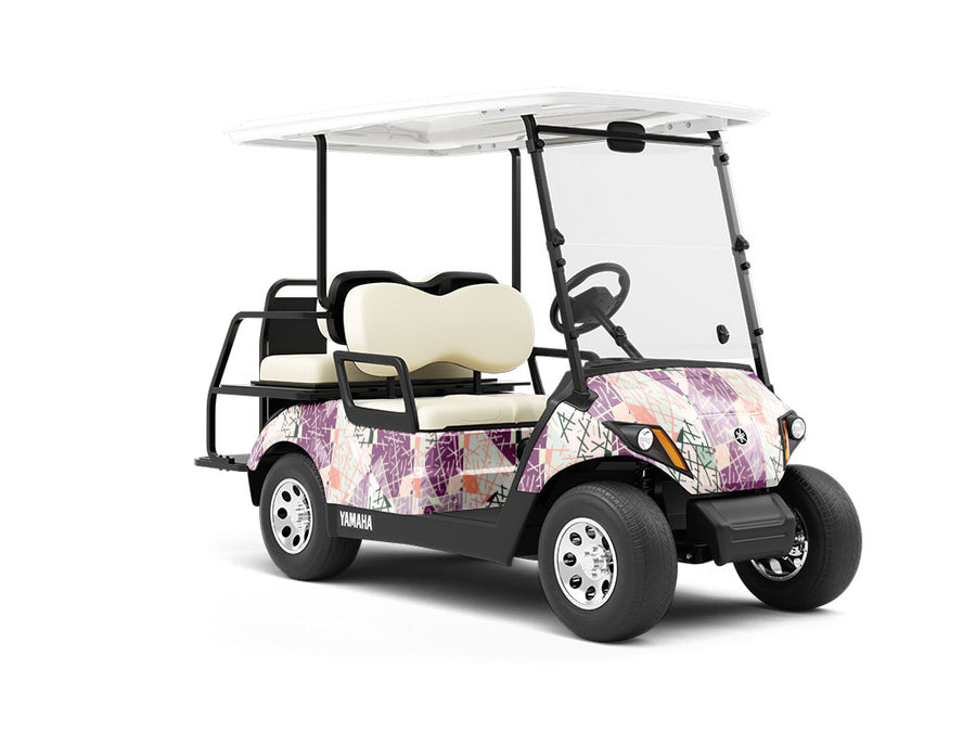 Plum Pudding Art Deco Wrapped Golf Cart