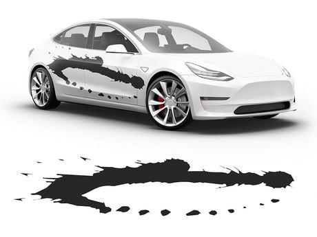 3M Matte Black Pollack Paint Splash Body Graphic~Full Side Auto Decal Kit~0