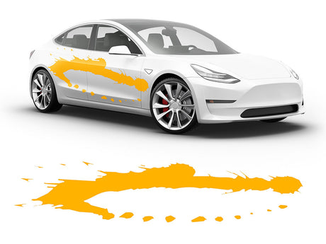 3M Sunflower Yellow Pollack Paint Splash Body Graphic~Full Side Auto Decal Kit~0