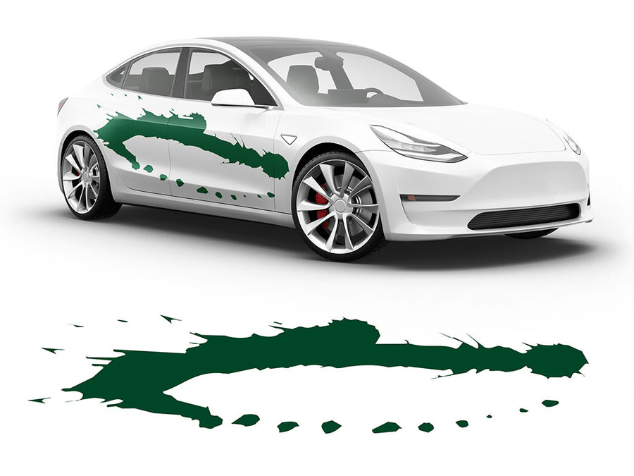 3M Dark Green Pollack Paint Splash Body Graphic~Full Side Auto Decal Kit~0