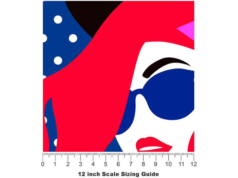 Pop Art Retro Vinyl Film Pattern Size 12 inch Scale~Rwraps Pop Art Retro Sizing Chart~2