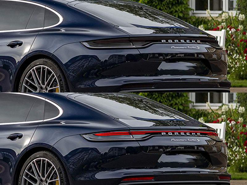 panamera Before and After Smoked Taillights