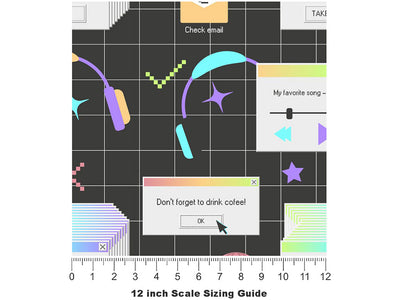 Positive Popups Technology Vinyl Film Pattern Size 12 inch Scale~Rwraps Positive Popups Technology Sizing Chart~3