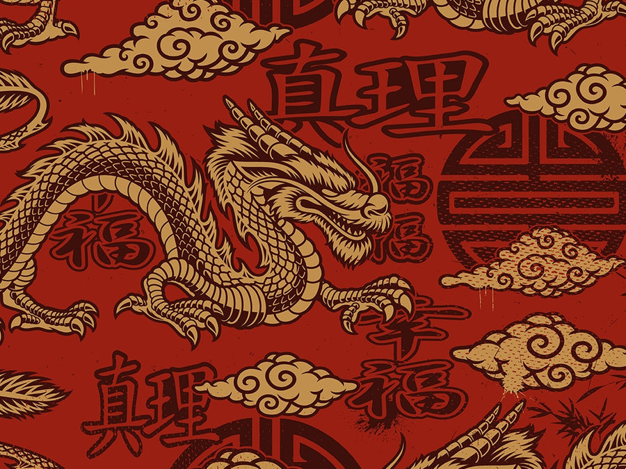 Powerful Loong Fantasy Vinyl Wrap Pattern~Rwraps Series 914 Digitally Printed Vinyl Wrap~0