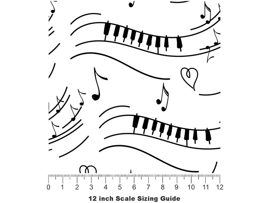 Practice Scales Music Vinyl Film Pattern Size 12 inch Scale~Rwraps Practice Scales Music Sizing Chart~2