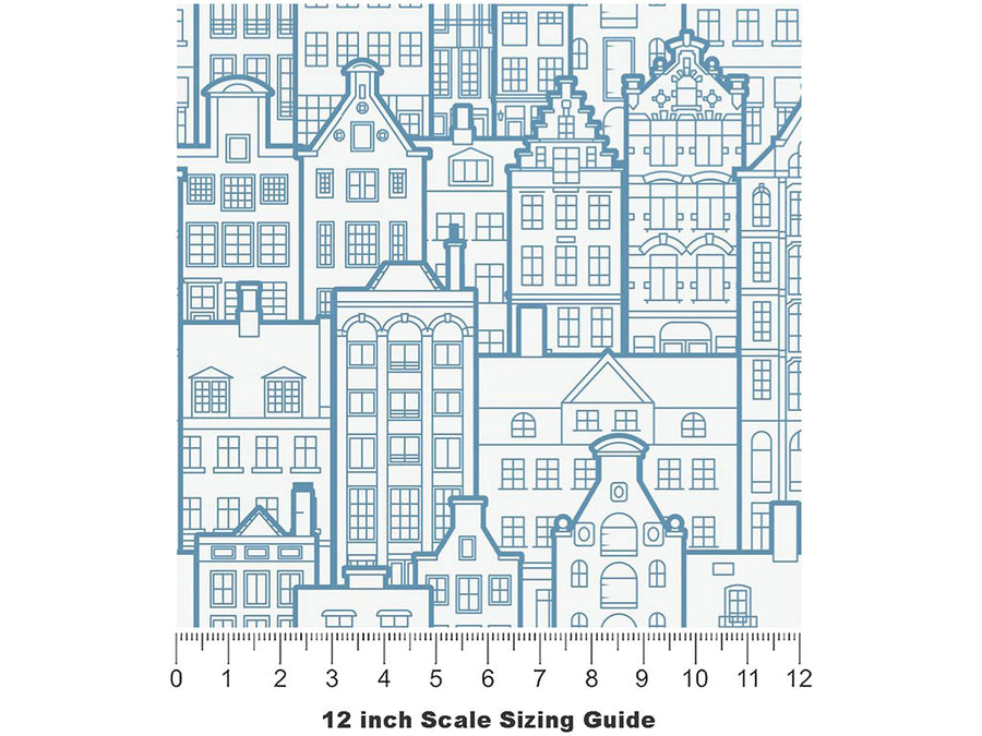 Pre-War Buildings Cityscape Vinyl Film Pattern Size 12 inch Scale~Rwraps Pre-War Buildings Cityscape Sizing Chart~3
