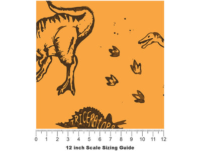 Prehistoric Parchment Dinosaur Vinyl Film Pattern Size 12 inch Scale~Rwraps Prehistoric Parchment Dinosaur Sizing Chart~2