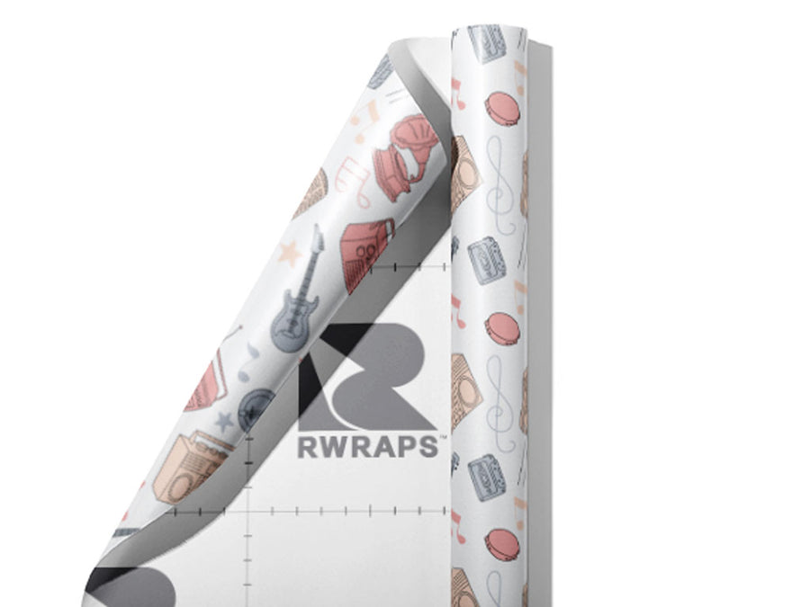 Press Record Music Wrap Film Sheets~Rwraps Series 914 Press Record Music Scrolled Sheet~3