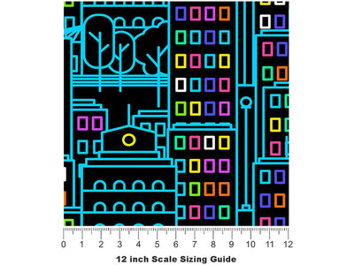 Proud Urbanite Cityscape Vinyl Film Pattern Size 12 inch Scale~Rwraps Proud Urbanite Cityscape Sizing Chart~3