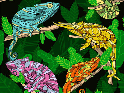 Psychedelic Chameleons Reptile Vinyl Wrap Pattern~Rwraps Series 914 Digitally Printed Vinyl Wrap~0