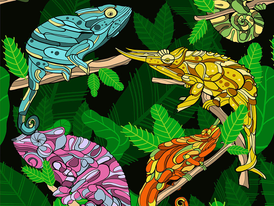 Psychedelic Chameleons Reptile Vinyl Wrap Pattern~Rwraps Series 914 Digitally Printed Vinyl Wrap~0