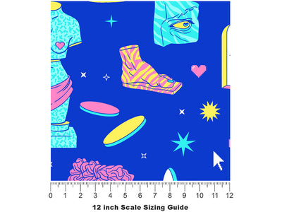 Psychedelic Sculpture Greco Roman Vinyl Film Pattern Size 12 inch Scale~Rwraps Psychedelic Sculpture Greco Roman Sizing Chart~2