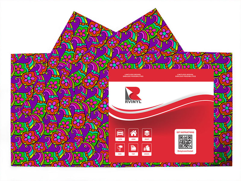psychedelic sixties paisley Craft Vinyl Sheet Pack