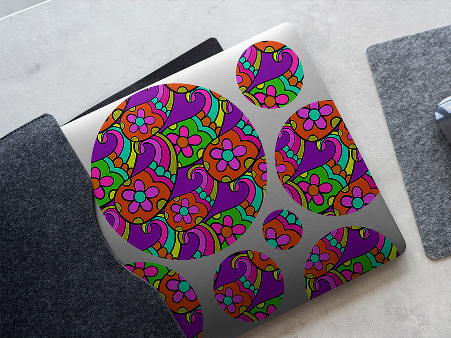 psychedelic sixties paisley DIY Laptop Stickers