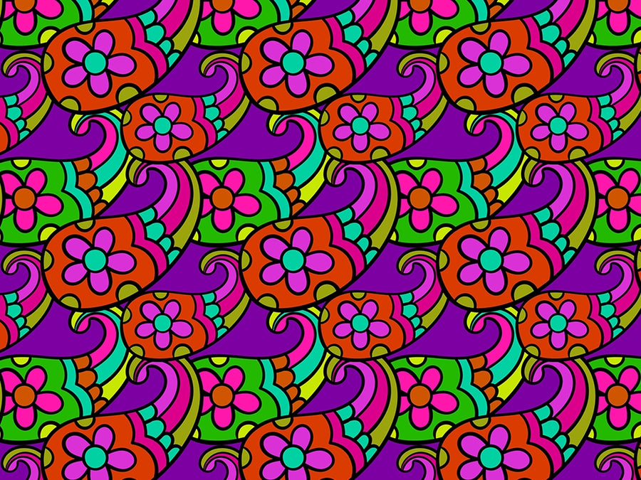 Psychedelic Sixties Paisley Vinyl Wrap Pattern~Rwraps Series 914 Digitally Printed Vinyl Wrap~0